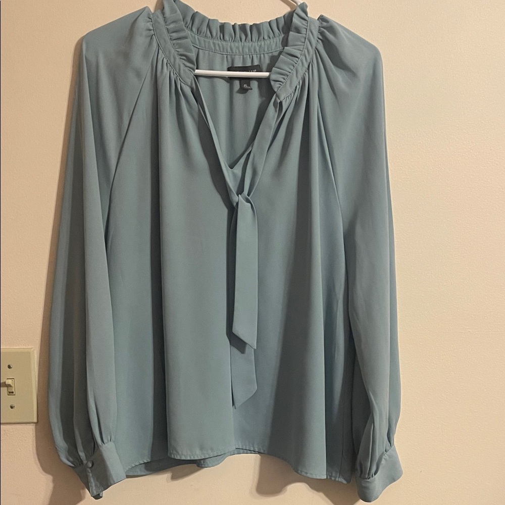The Limited Light Blue Ruffle Blouse